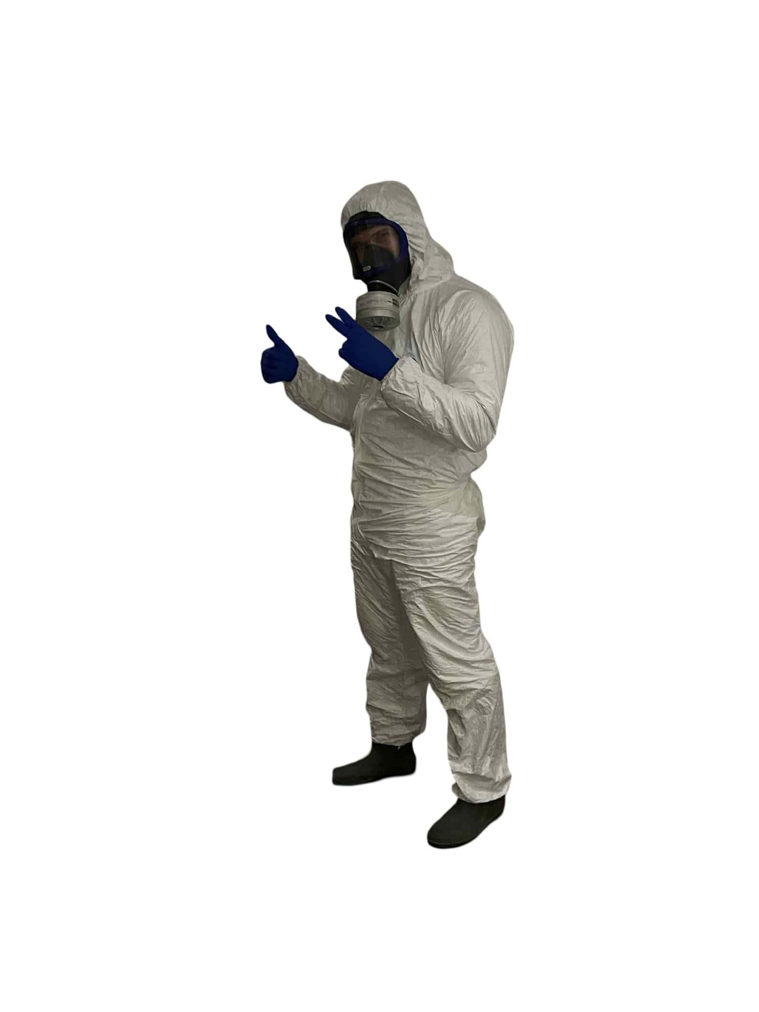 Kártevőirtás szakember védőruhában